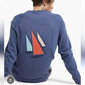 Onia Nautical Sail Boat Pullover Blue Sweatshirt‎ Long Sleeves Crewneck Sz Small
